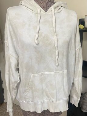 aerie Off-White/Tan Tie-Dye Hoodie Sweatshirt